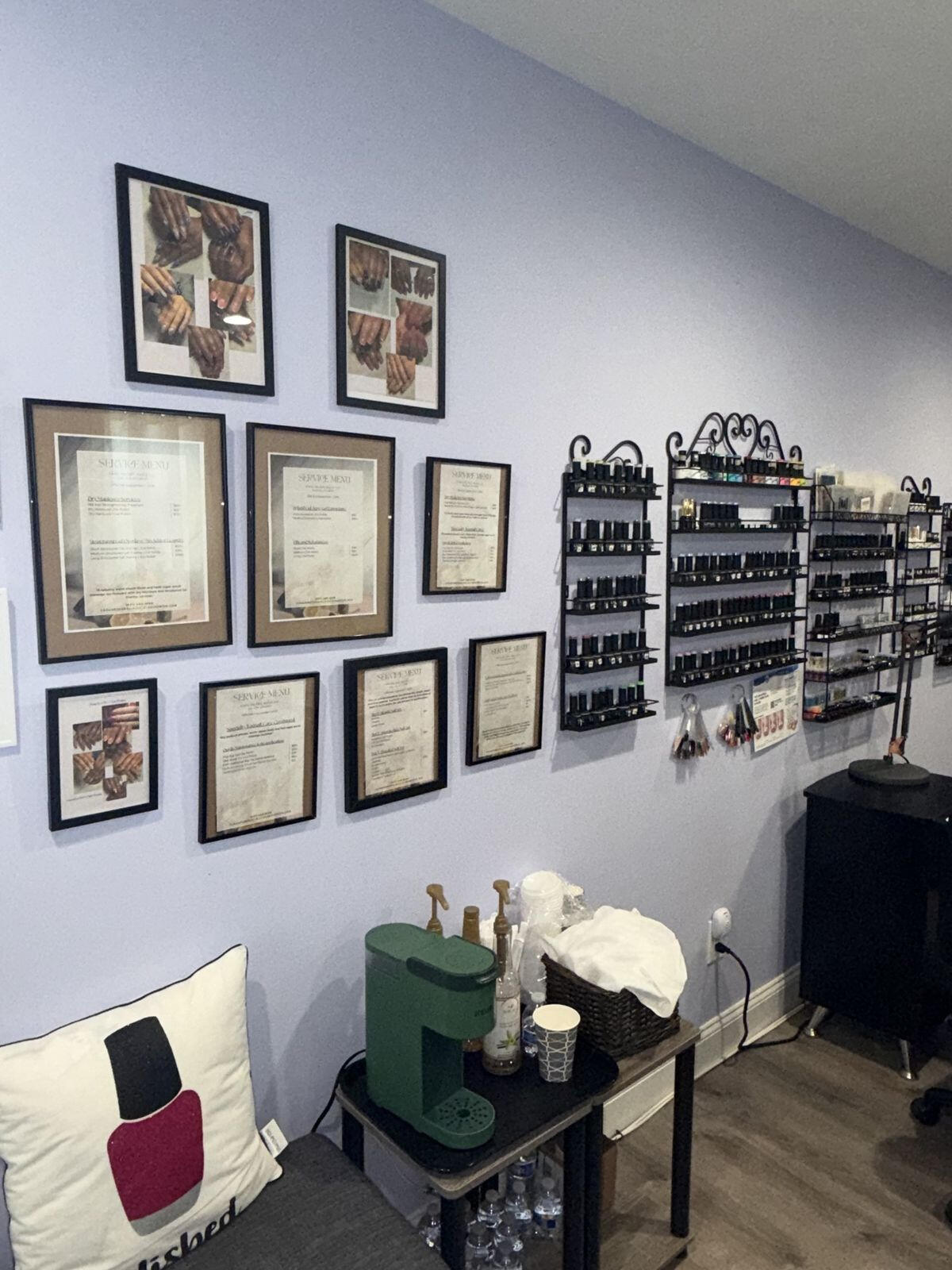 Service menu wall at Casa De Dee Nails LLC Services and prices, on the wall